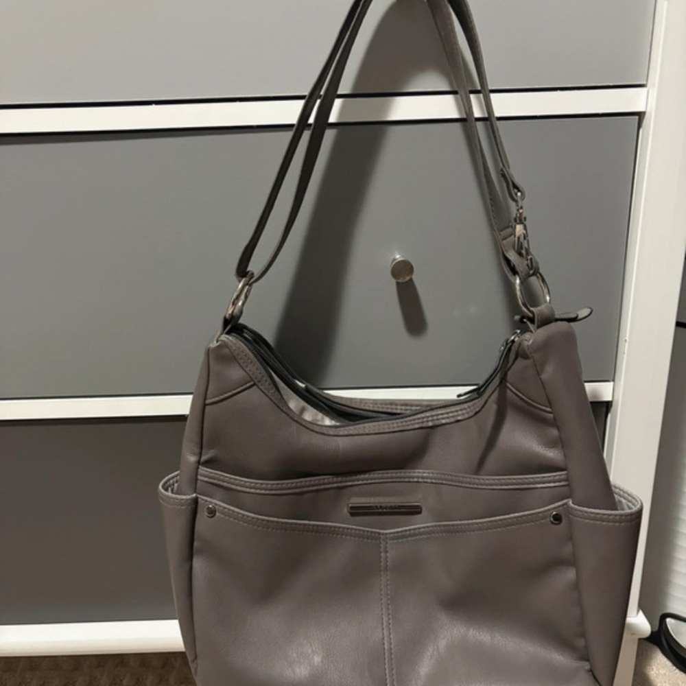 Women's Shoulder Bag in Taupe Faux Leather